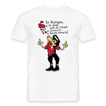 breton bouche ouverte alcool humour citation - T-shirt homme - blanc - Devant - AI Model Male 178 dark (178cm)