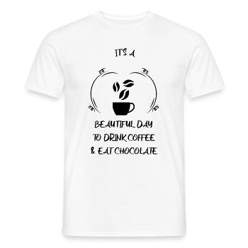 Café, expresso, café et chocolat - T-shirt homme - blanc - Devant - AI Model Male 178 dark (178cm)