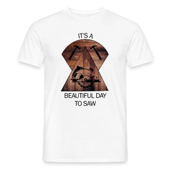 Carpenter, carpenter, carpenter, carpenter, craftsman, wood - Men's T-Shirt - white - Front - AI Model Male 178 dark (178cm)