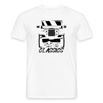 VOITURE 4X4 AMERICAIN CLASSIQUE -CJ5 - T-shirt homme - blanc - Devant - AI Model Male 178 dark (178cm)