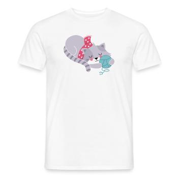 Cat with woolly tuber - Men's T-Shirt - white - Front - AI Model Male 178 dark (178cm)