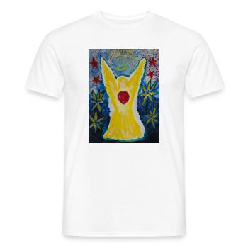 ©Der Engel mit dem Herzen - by Xenia Nitzberg - Männer T-Shirt - Weiß - Vorne - AI Model Male 178 dark (178cm)