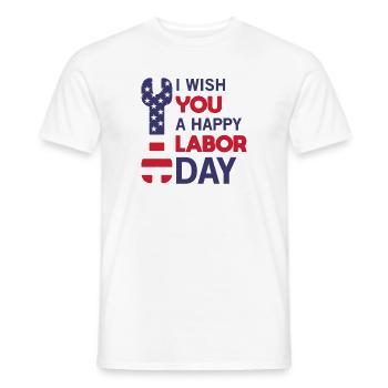 i'wish you a happy labor day - Men's T-Shirt - white - Front - AI Model Male 178 dark (178cm)