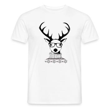 Hipster Hirsch - Männer T-Shirt - Weiß - Vorne - AI Model Male 178 dark (178cm)