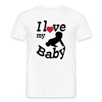 J’aime mon bébé, mon enfant, ma naissance, mes parents, mon cadeau - T-shirt homme - blanc - Devant - AI Model Male 178 dark (178cm)