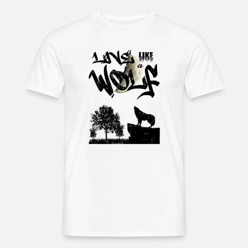 Lebe wie ein Wolf - Männer T-Shirt - Weiß