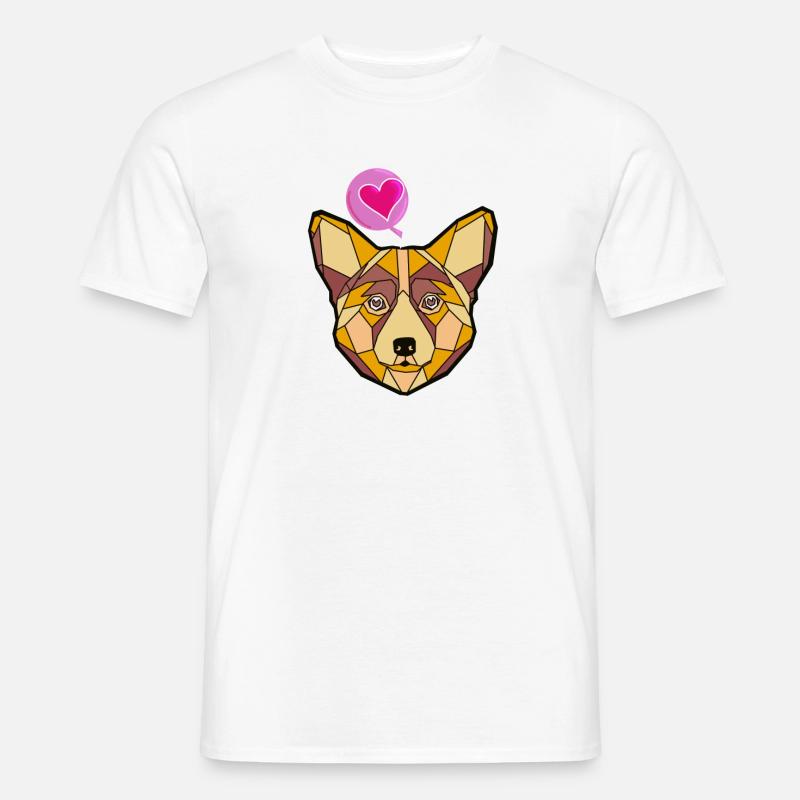 Geometrischer Hund mit Herz - Männer T-Shirt - Weiß