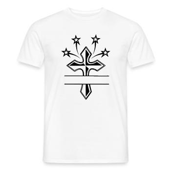 transparent shadow cross 4 stars - Men's T-Shirt - white - Front - AI Model Male 178 dark (178cm)
