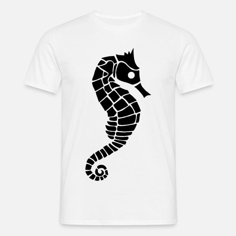 Schwarzes Seepferdchen - Männer T-Shirt - Weiß