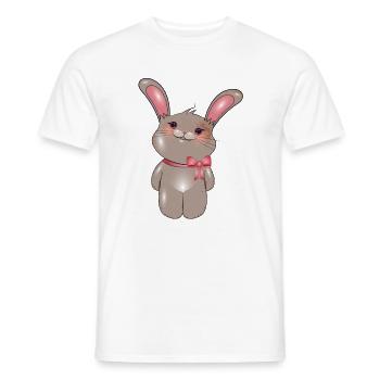 Lapin mignon avec arc dans le style comique - T-shirt homme - blanc - Devant - AI Model Male 178 dark (178cm)