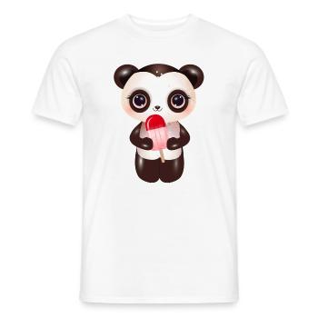 niedlicher Panda mit rotem Eis am Stil - Männer T-Shirt - Weiß - Vorne - AI Model Male 178 dark (178cm)
