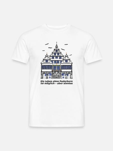 Paderborn , Lustiger Spruch, historisches Rathaus - Männer T-Shirt - Weiß
