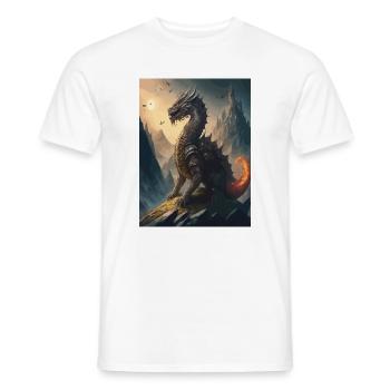 Dragon Warrior Black Red Illustration - Men's T-Shirt - white - Front - AI Model Male 178 dark (178cm)