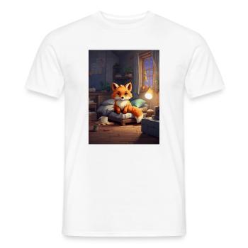 Nächtlicher Fuchs im Kuschelzimmer - Männer T-Shirt - Weiß - Vorne - AI Model Male 178 dark (178cm)