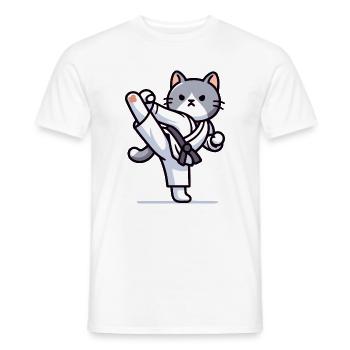 Karate Kitty: The Feline Fighter - Men's T-Shirt - white - Front - AI Model Male 178 dark (178cm)
