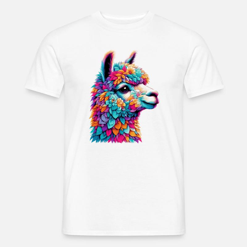 Alpaka - Männer T-Shirt - Weiß
