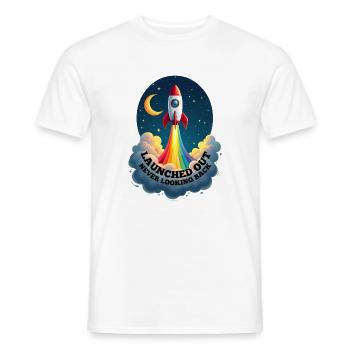 Launched Out - Never Looking Back, Gay Getting Out - Men's T-Shirt - white - Front - AI Model Male 178 dark (178cm)