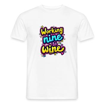 WORKING NINE TO WINE - Men's T-Shirt - white - Front - AI Model Male 178 dark (178cm)
