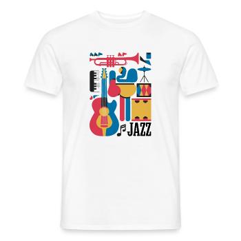 Happy Musical Notes and Instruments Illustration - Men's T-Shirt - white - Front - AI Model Male 178 dark (178cm)