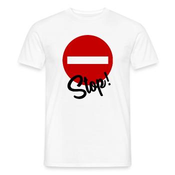 STOP. MESSAGE. QUOTATION. PANEL. DAD. MOTORCYCLE - Men's T-Shirt - white - Front - AI Model Male 178 dark (178cm)