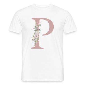 P Monogram, Floral, Customizable - Men's T-Shirt - white - Front - AI Model Male 178 dark (178cm)