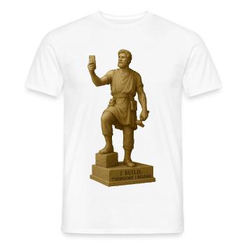 Ancient Philosopher Sculpture with Quote - Men's T-Shirt - white - Front - AI Model Male 178 dark (178cm)