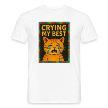 Weinende Katze emotional - Männer T-Shirt - Weiß - Vorne - AI Model Male 178 dark (178cm)