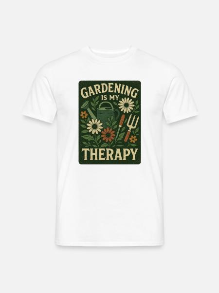Gartenarbeit ist meine Therapie Blumendesign - Männer T-Shirt - Weiß