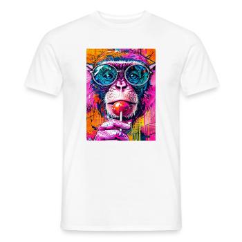 Psychedelischer Big Jumpsuit mit Brille und Lutscher - Männer T-Shirt - Weiß - Vorne - AI Model Male 178 dark (178cm)