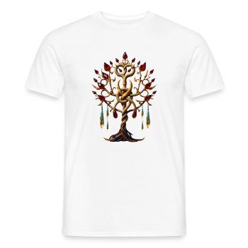Magical Tree of Life with Red Gems - Men's T-Shirt - white - Front - AI Model Male 178 dark (178cm)