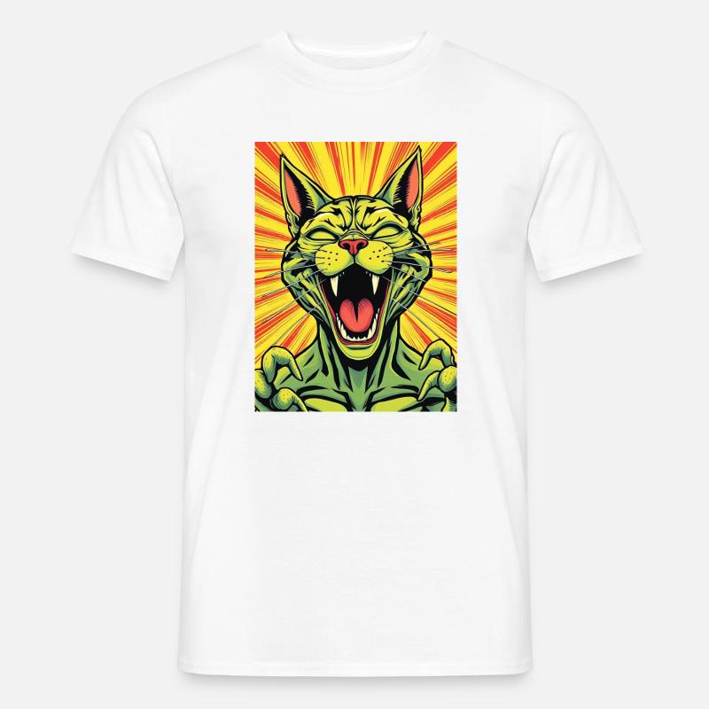 Lachende Katze Comicdruck - Männer T-Shirt - Weiß