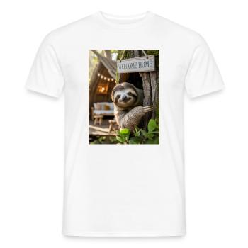 Bienvenue à la maison Paresseuse dans la cabane dans les arbres - T-shirt homme - blanc - Devant - AI Model Male 178 dark (178cm)