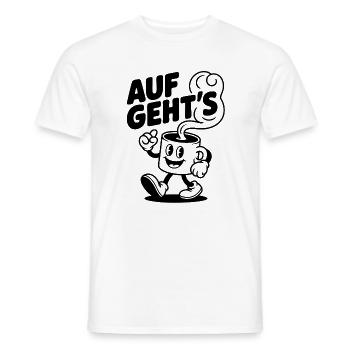 Auf geht's Kaffeetasse – Motivationsdesign - Männer T-Shirt - Weiß - Vorne - AI Model Male 178 dark (178cm)