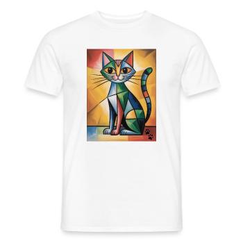 Cat Cubic - Men's T-Shirt - white - Front - AI Model Male 178 dark (178cm)