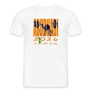 AbudhABI 2026 - Men's T-Shirt - white - Front - AI Model Male 178 dark (178cm)