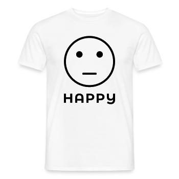 "HAPPY" Neutral Face - Men's T-Shirt - white - Front - AI Model Male 178 dark (178cm)