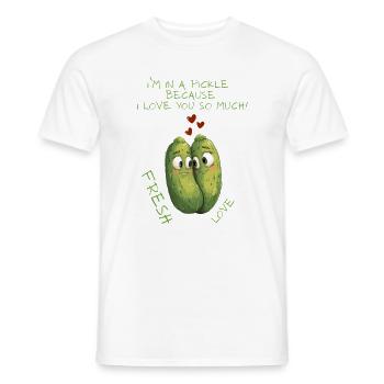 Concombres amoureux – amour frais - T-shirt homme - blanc - Devant - AI Model Male 178 dark (178cm)
