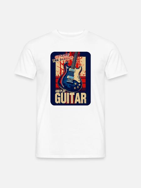 Geh vom Bildschirm und spiel Gitarre - Männer T-Shirt - Weiß
