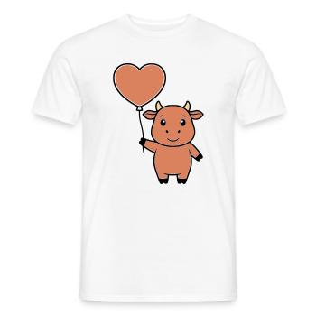 Süße Kuh Herz Ballon Liebe Vektor - Männer T-Shirt - Weiß - Vorne - AI Model Male 178 dark (178cm)