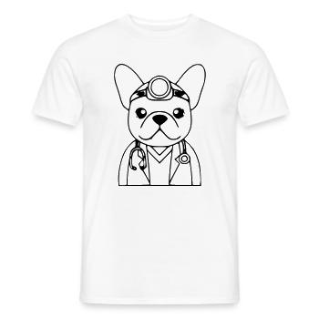Frenchie Doctor Stethoscope Outline - Men's T-Shirt - white - Front - AI Model Male 178 dark (178cm)