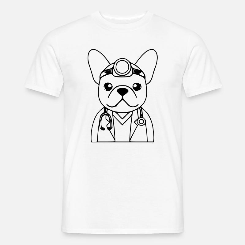 Frenchie Arzt Stethoskop Outline - Männer T-Shirt - Weiß