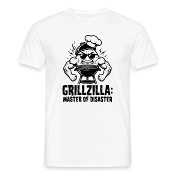BBQ Grillmeister GRILLZILLA, Funny BBQ Hoodie - Men's T-Shirt - white - Front - AI Model Male 178 dark (178cm)
