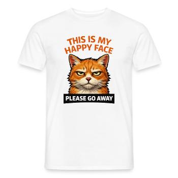 Angry Cat Please Go Away Humor - Men's T-Shirt - white - Front - AI Model Male 178 dark (178cm)