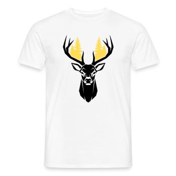 Silhouette de la forêt de tête de cerf - T-shirt homme - blanc - Devant - AI Model Male 178 dark (178cm)