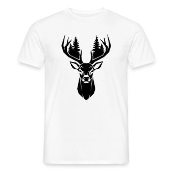 Deer Head Trees Forest Silhouette - Men's T-Shirt - white - Front - AI Model Male 178 dark (178cm)
