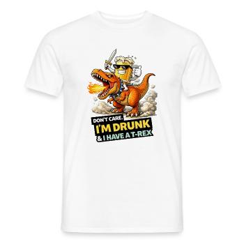 Drunk T-Rex Rider Cartoon - Men's T-Shirt - white - Front - AI Model Male 178 dark (178cm)