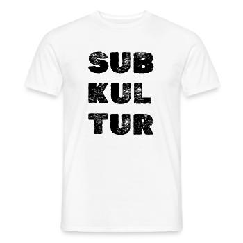 SUBKULTUR Logo – Minimal Techno Identity - Männer T-Shirt - Weiß - Vorne - AI Model Male 178 dark (178cm)