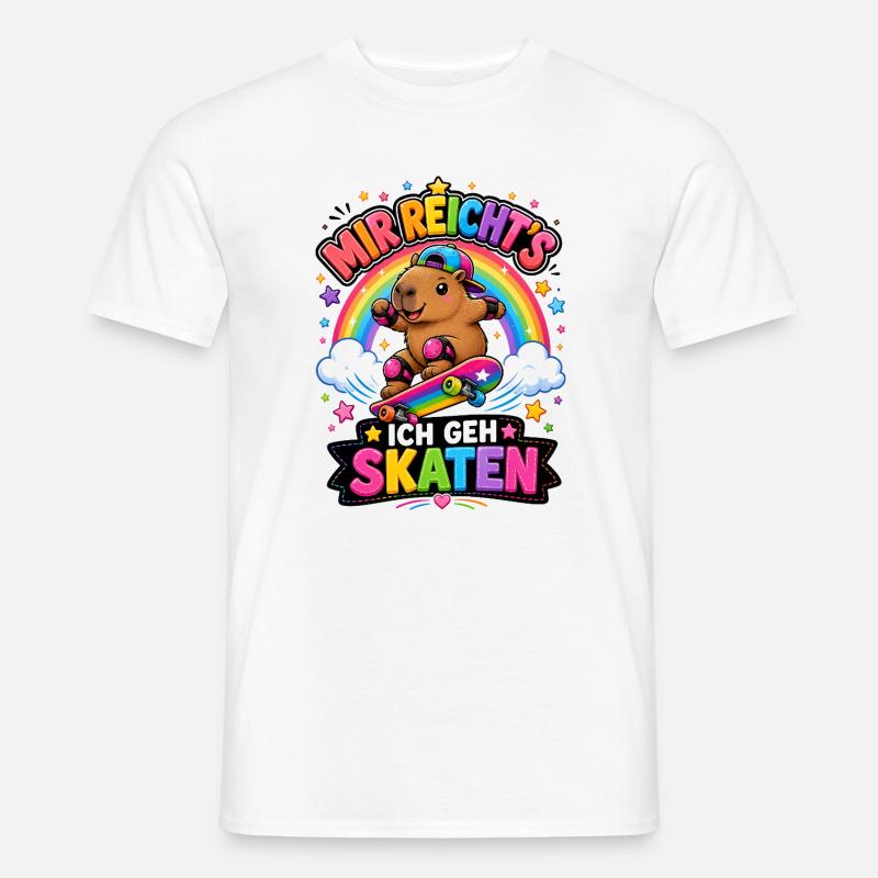 Skate Capybara Regenbogen - Männer T-Shirt - Weiß