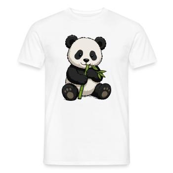 Panda câlin avec du bambou - T-shirt homme - blanc - Devant - AI Model Male 178 dark (178cm)