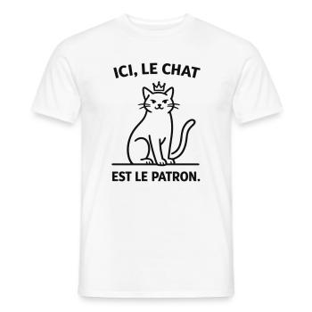  Ici Le Chat Est Le Patron - T-shirt homme - blanc - Devant - AI Model Male 178 dark (178cm)
